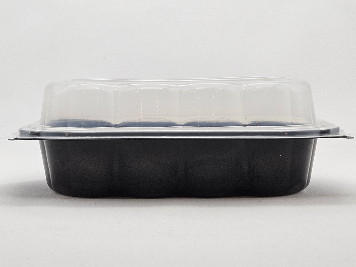 Plastic Hinged Containers/Clear/Black Base 9*6*2.95 200/Case - Albert's Distribution