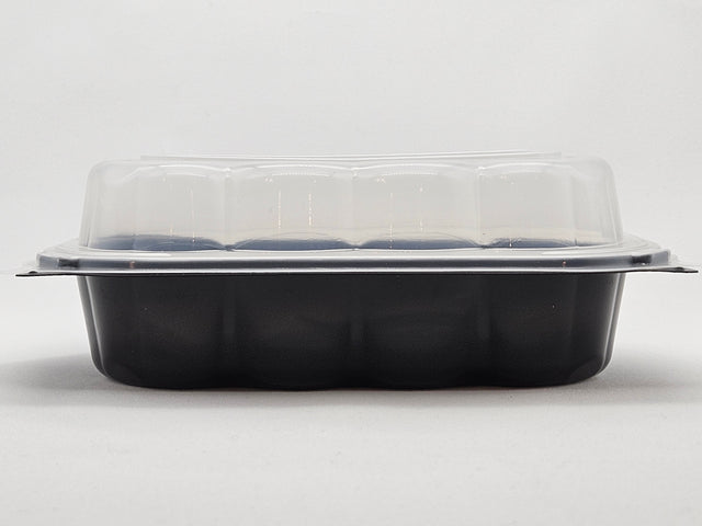Plastic Hinged Containers/Clear/Black Base 9*6*2.95 200/Case - Albert's Distribution