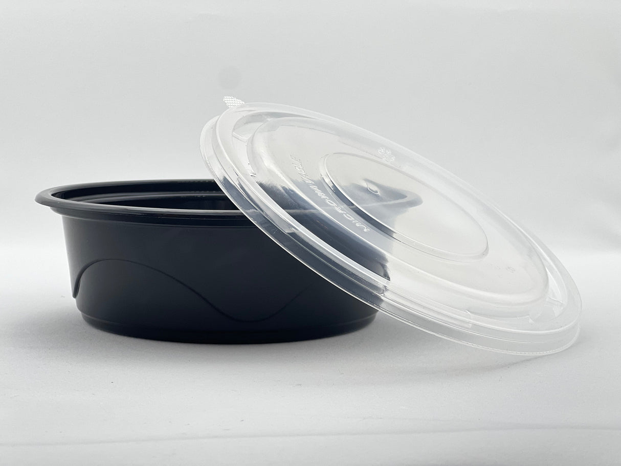 Plastic Round Bowl/Lid - 9" x 1 7/8" Round 48 oz. 150/Case - Albert's Distribution