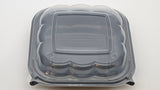 Plastic Hinged Containers/Clear/Black Base 8*8*2.95 150/Case - Albert's Distribution