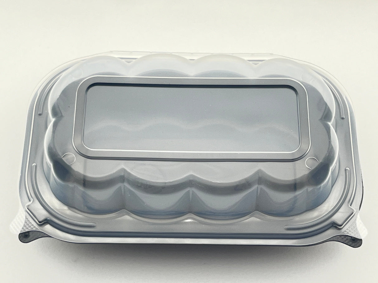 Plastic Hinged Containers/Clear/Black Base 9*6*2.95 200/Case - Albert's Distribution