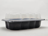 Plastic Hinged Containers/Clear/Black Base 9*6*2.95 200/Case - Albert's Distribution