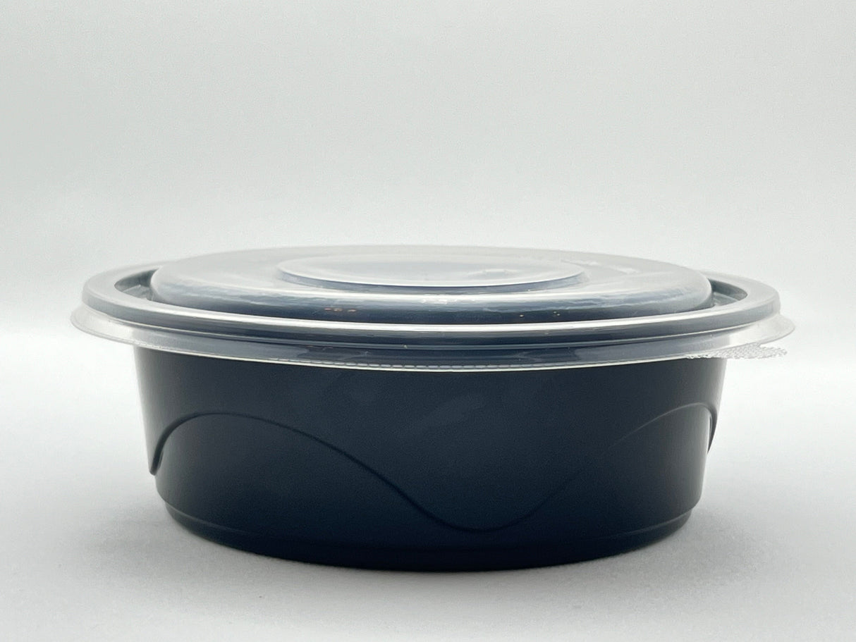 Plastic Round Bowl/Lid - 9" x 1 7/8" Round 48 oz. 150/Case - Albert's Distribution